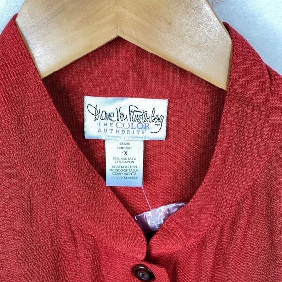 NWT Vintage Diane Von Furstenberg Red Button Front Sleeveless Tank Dress Size 1X - Picture 5 of 6